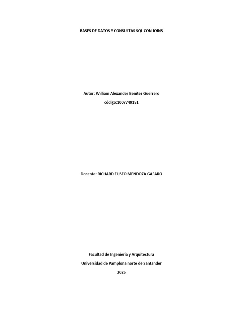 Bases de Datos y Consultas SQL Con Joins | PDF