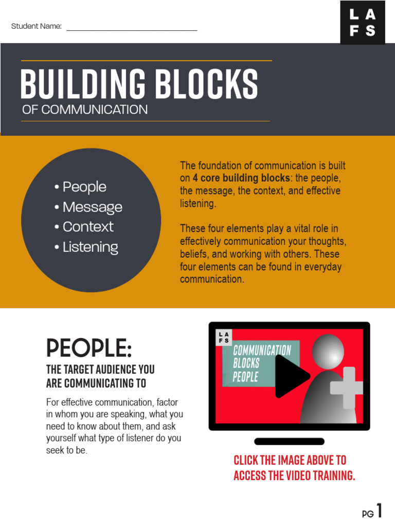 WK 1 Building Blocks Work Book | PDF | Communication | Human Communication