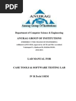 Case Tools &amp Software Testing Lab Manual (IV-CSE)