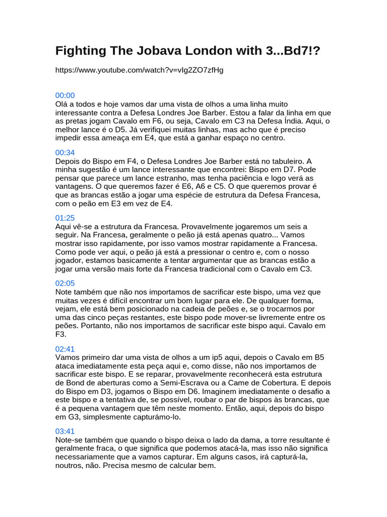 Fighting The Jobava London With 3... Bd7 | PDF | Aberturas (xadrez ...