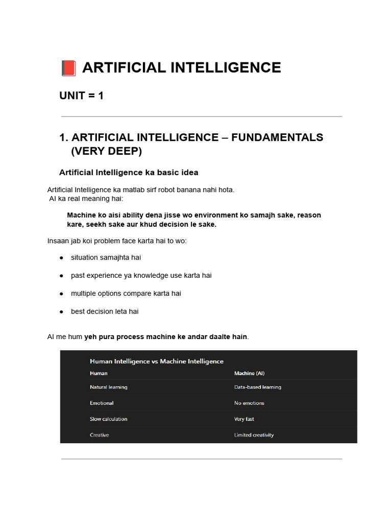 Ai Unit 1 | PDF | Artificial Intelligence | Intelligence (AI) & Semantics