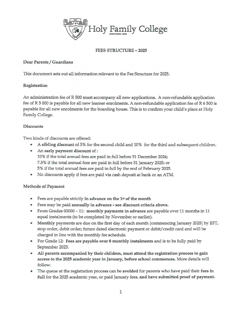 Fee STructure 2025 | PDF