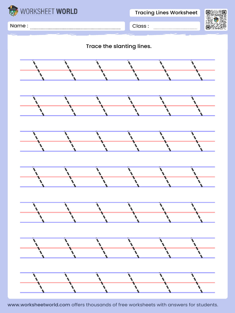Slanting Line Worksheet For Nursery and KG | PDF