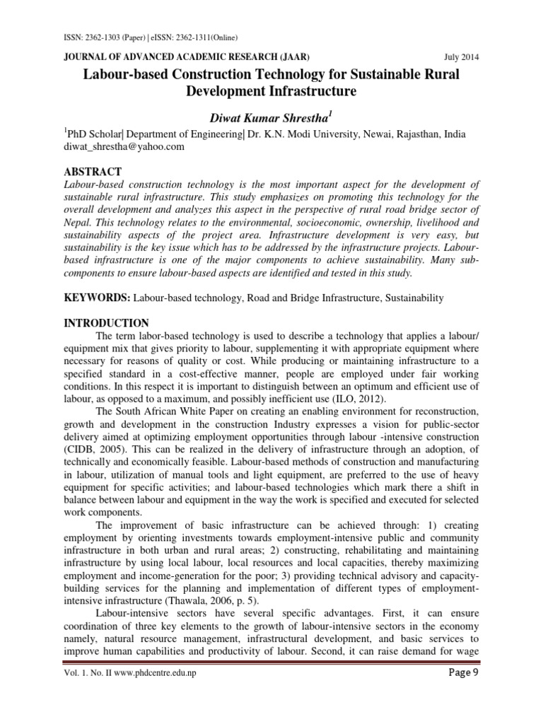 Labour Based Construction Technology For | PDF | Methodology | P Value
