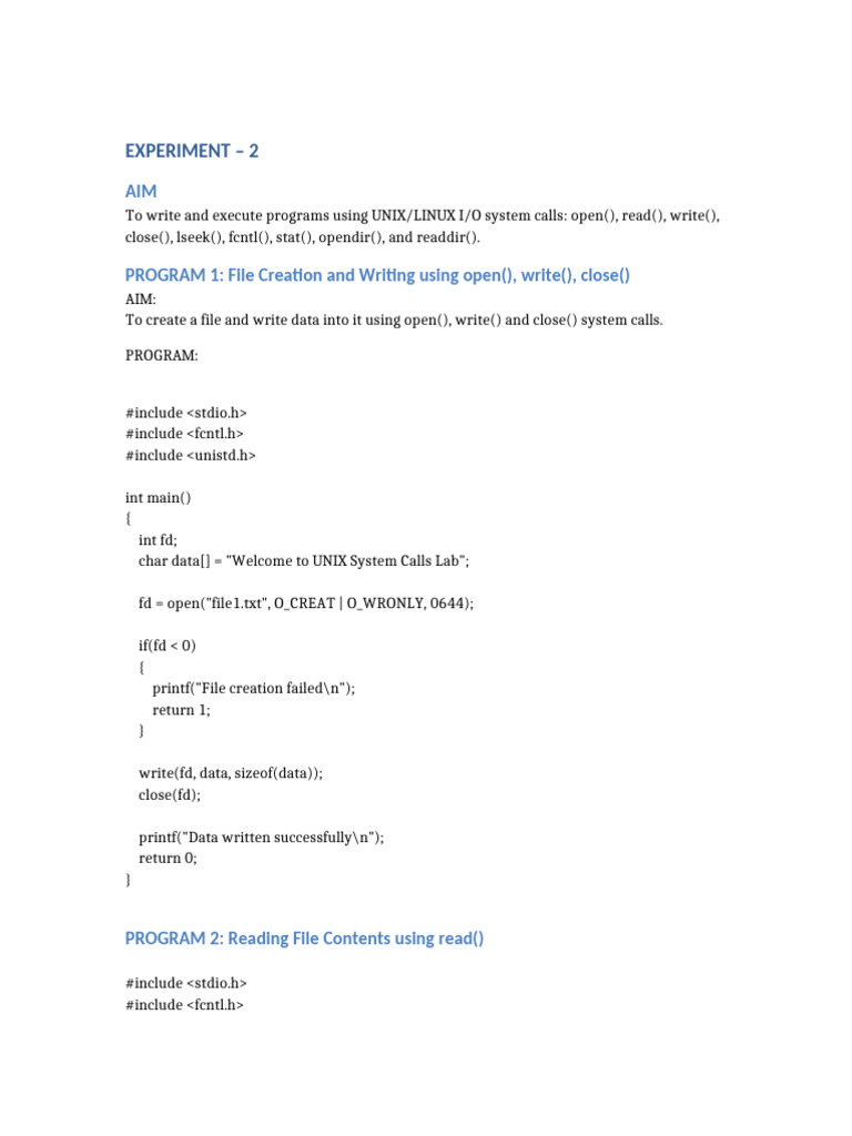 Jntuh Os Lab Experiment 2 | PDF