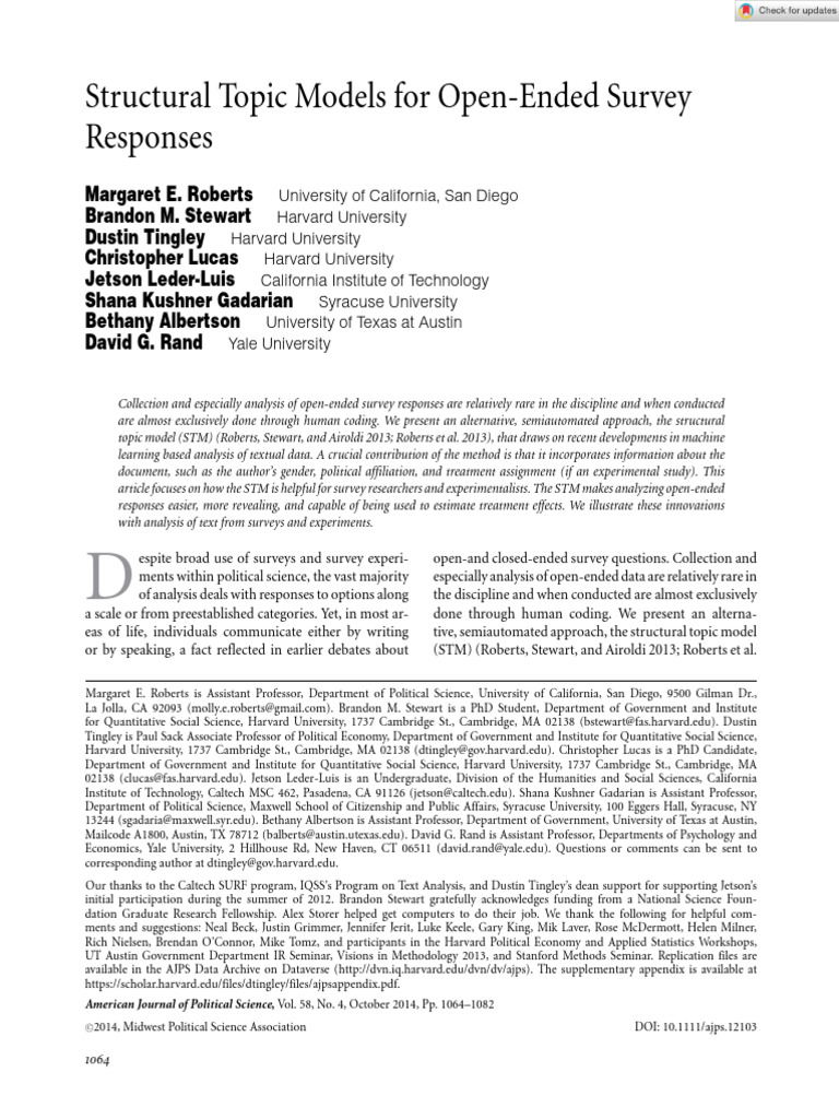 04 Structural Topic Models for Open‐Ended Survey Responses | PDF ...