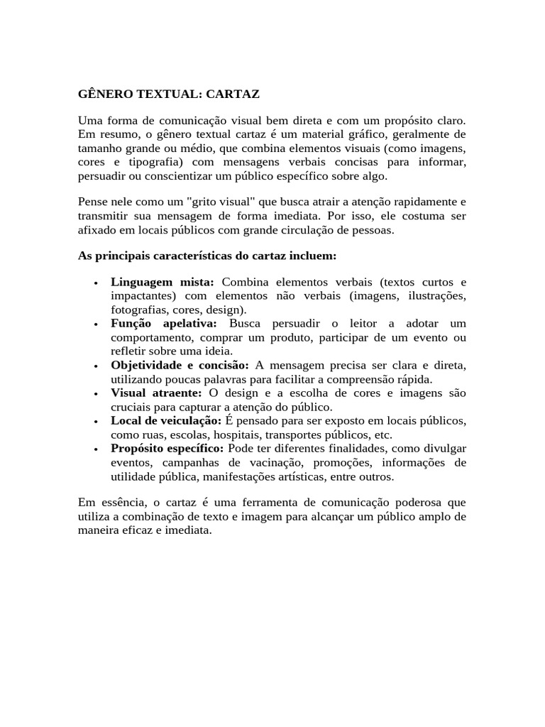 Gênero Textual - Cartaz | PDF