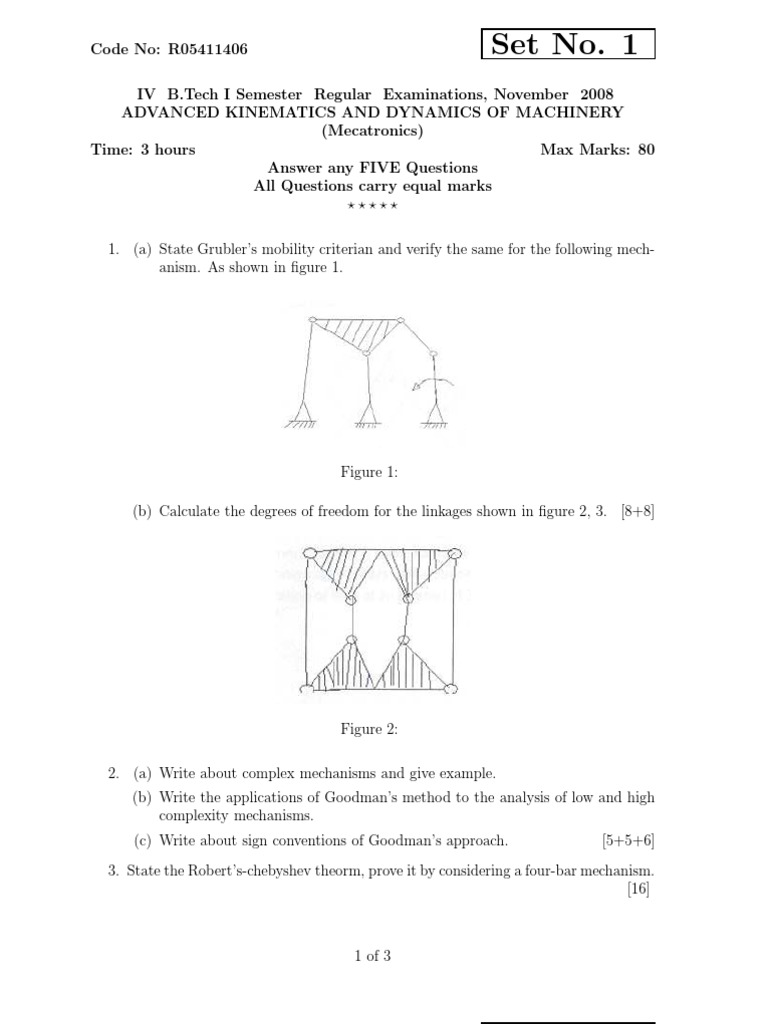 1406 Advanced Kinematics and Dynamics of Machinery | Machine (Mechanical) |  Kinematics