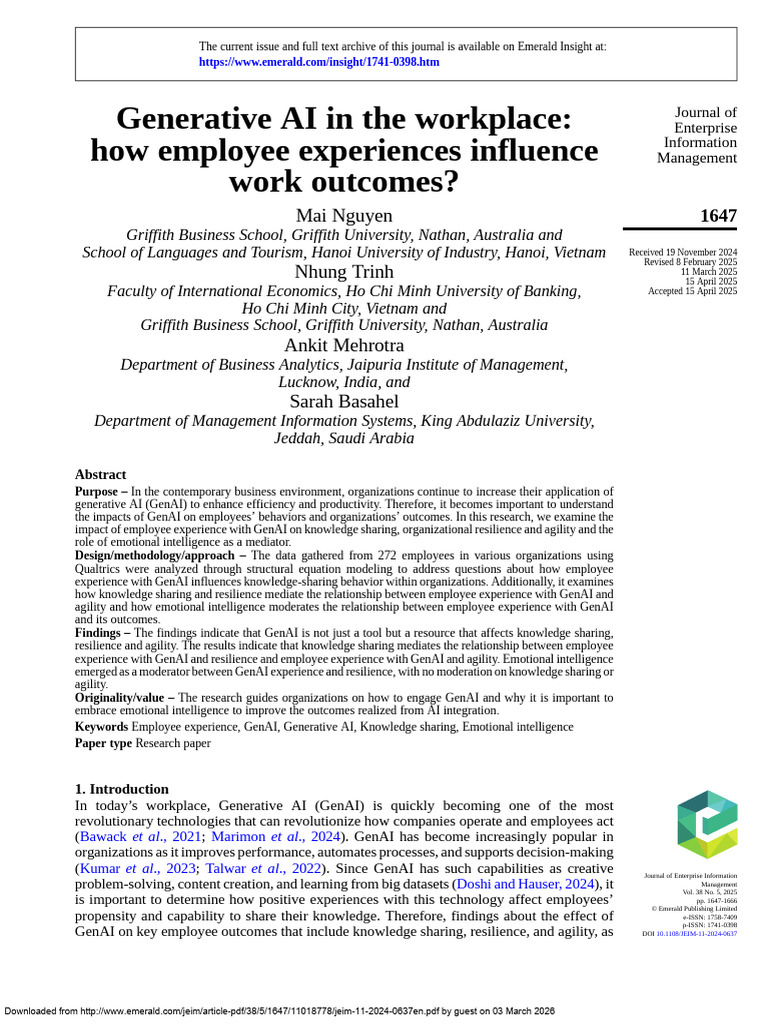 Generative AI in The Workplace | PDF | Psychological Resilience ...