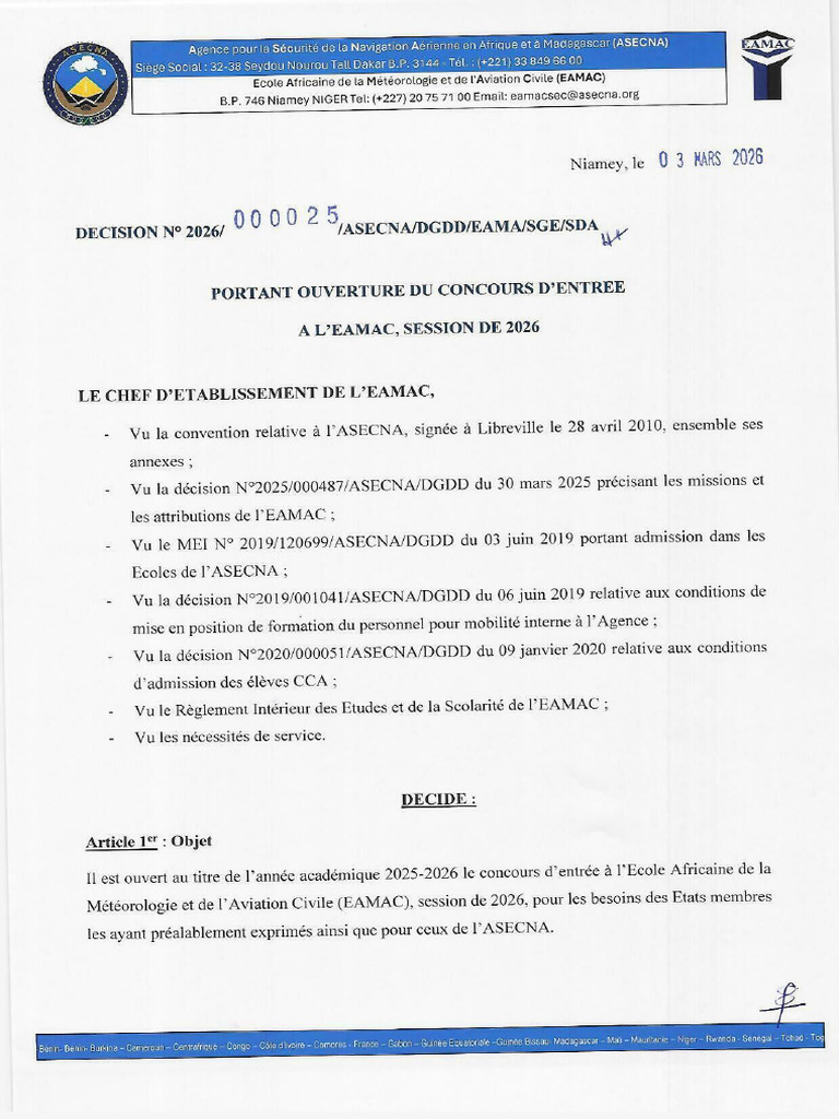 Déc- 2026- 000025- ASECNA- DGDD- EAMA- SGE- SDA- P_260303_131729 | PDF