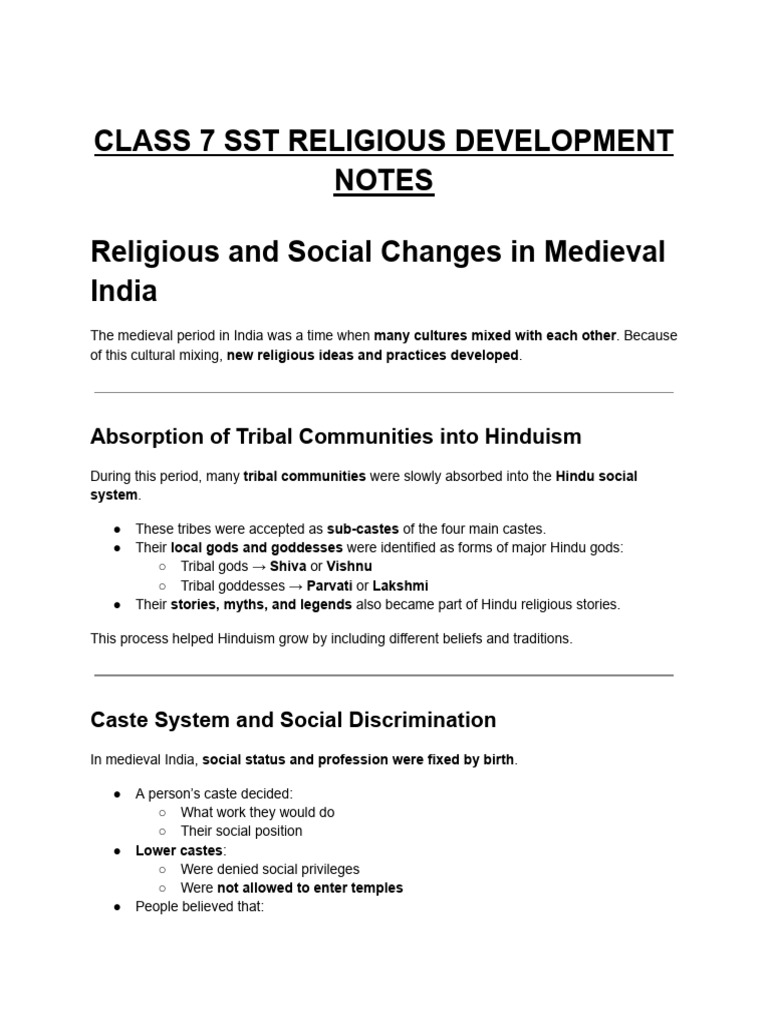Class 7 History Religious Development Notes | PDF | Bhakti | Bhakti ...