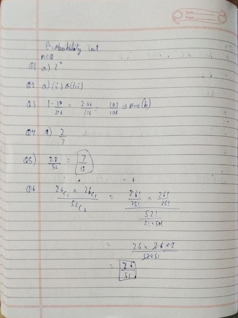 Probability Test 1 | PDF