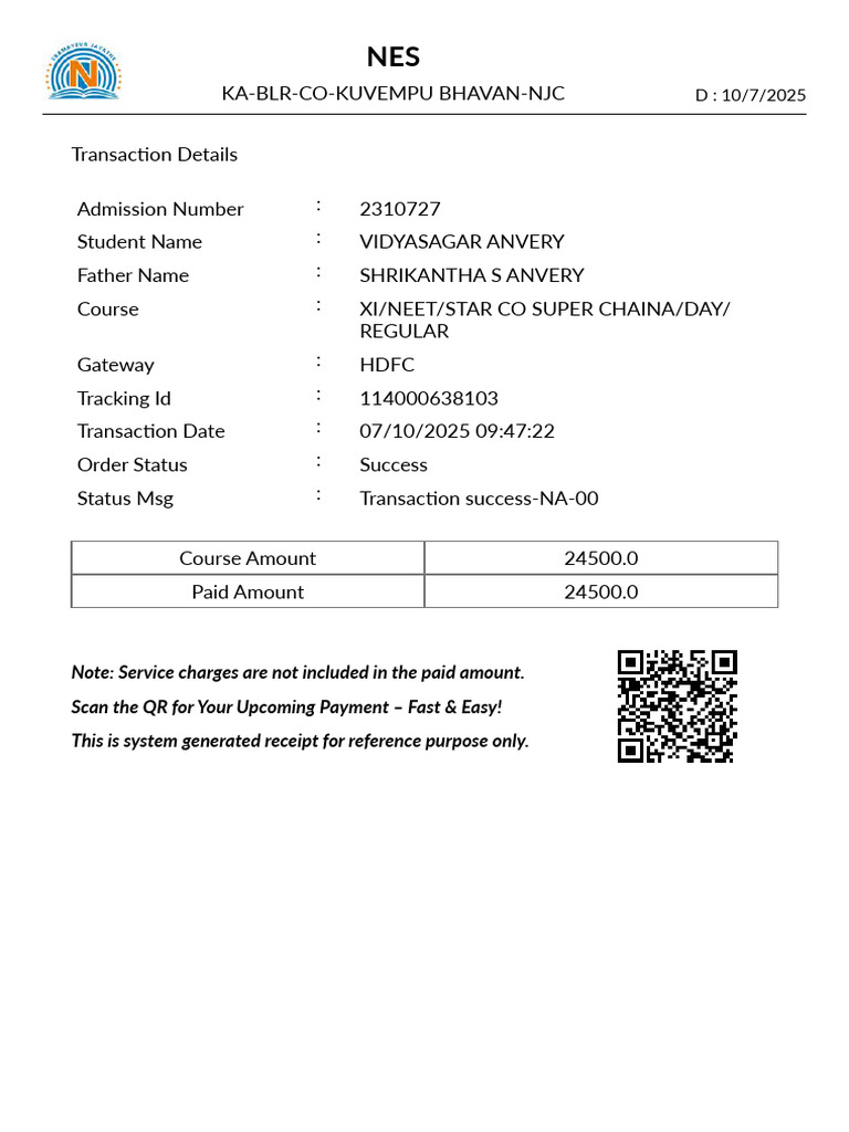 3rd Term Fees - 24500 (52000-27500) | PDF