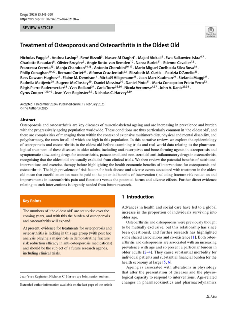 Treatment of Osteoporosis and Osteoarthritis in the Oldest Old | PDF ...