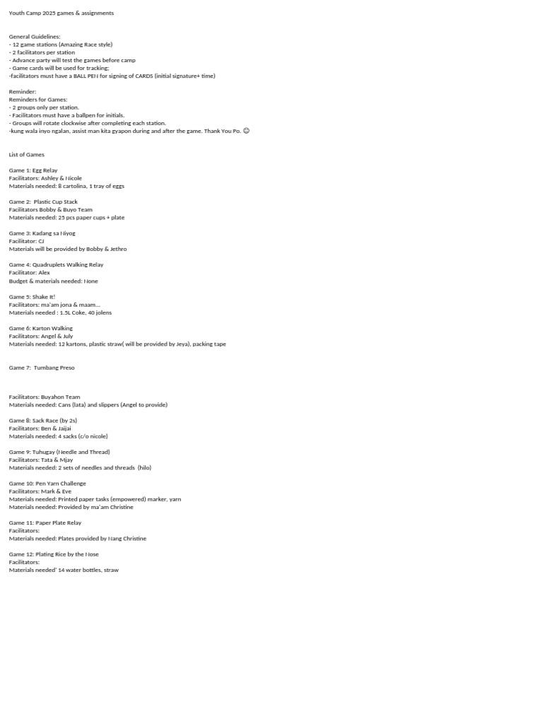 Games Assignments Materials | PDF