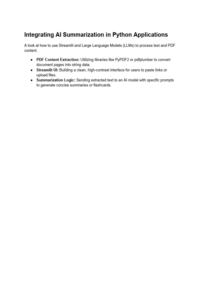 Integrating AI Summarization in Python Applications | PDF