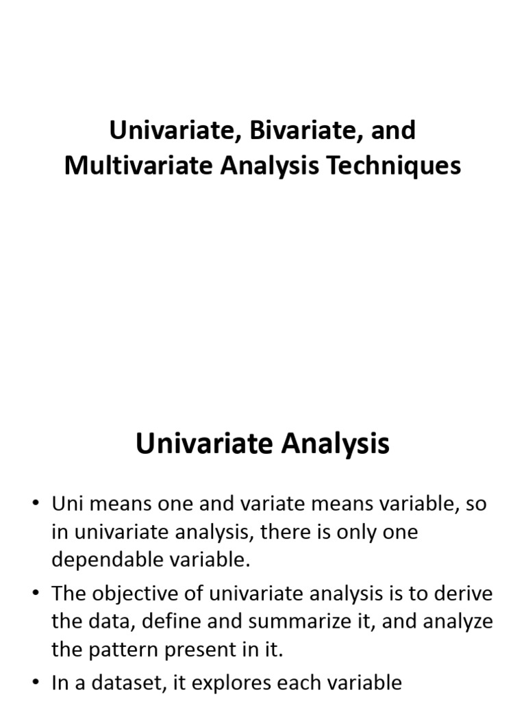 Univariate, Bivariate, And Multivariate Analysis Techniques | PDF ...