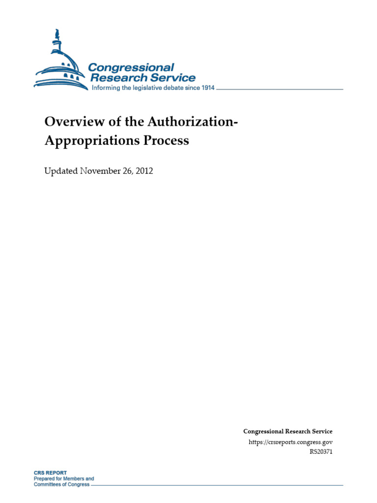 Overview Authorization Process | PDF | Appropriations Bill (United ...