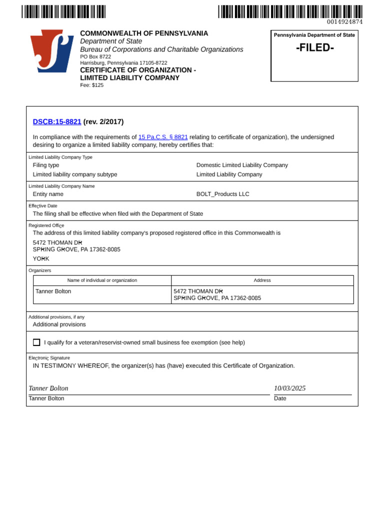 Articles of Organization | PDF | Limited Liability Company | Taxes