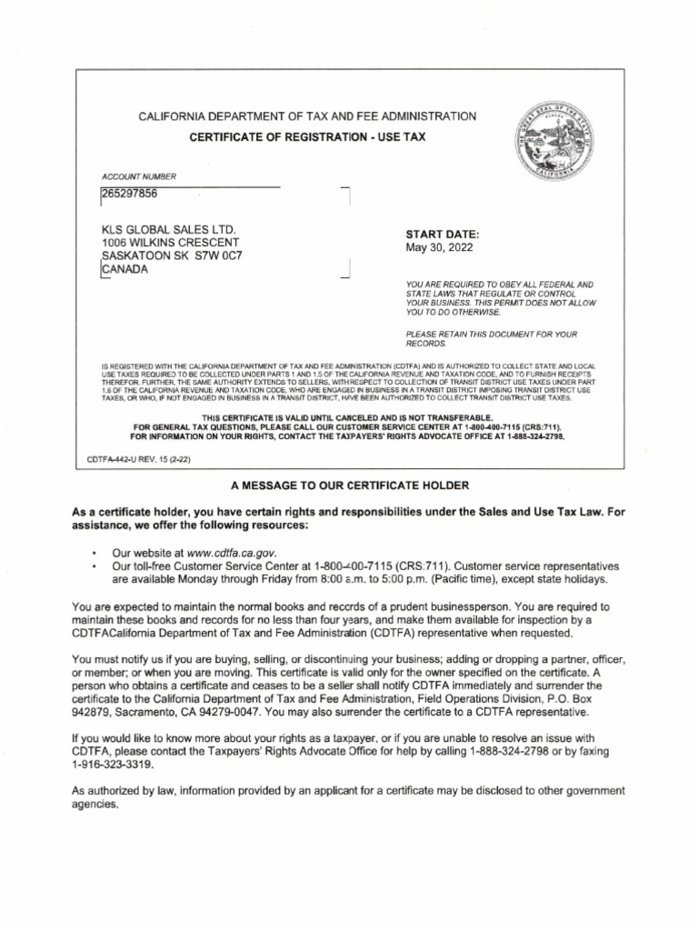 Seller's Certificate | PDF