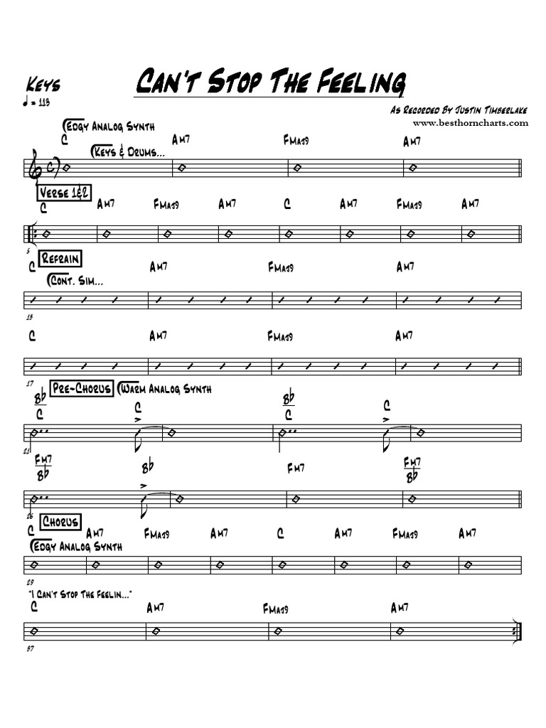 BHC-Cant-Stop-The-Feeling-Keys-2 | PDF | Musical Forms | Recorded Music