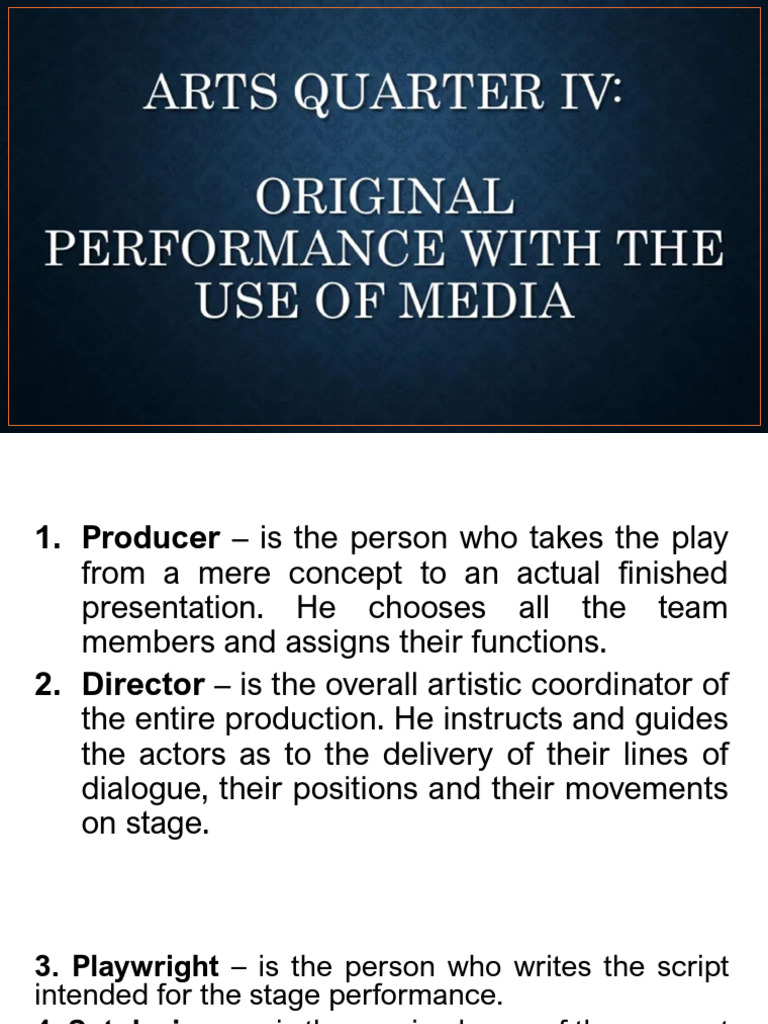 Grade 10 Arts Lesson 2 Roles in Stage Production | PDF