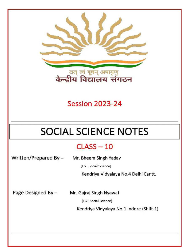 pdf-notes-class-10th-social 2023-24 | PDF | Mahatma Gandhi | Balkans