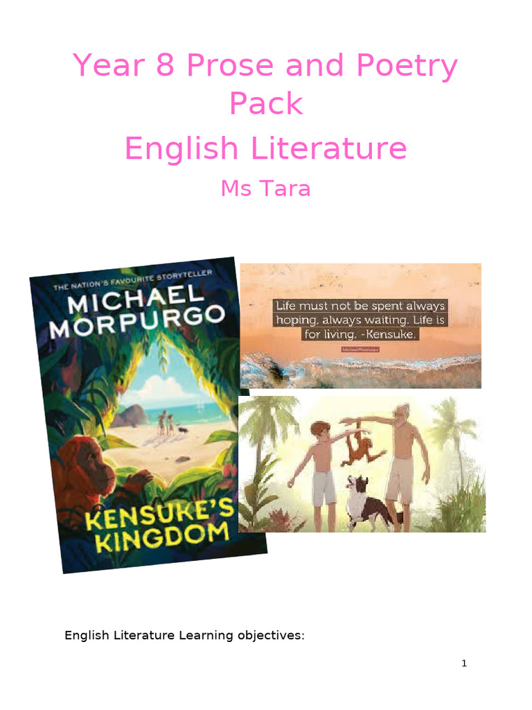 Year 8 Prose and Poetry Pack | PDF | Poetry | Adolescence