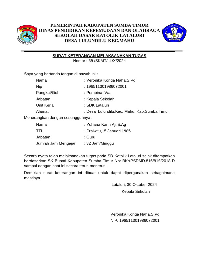 Surat Keterangan Mengajar Pdf 