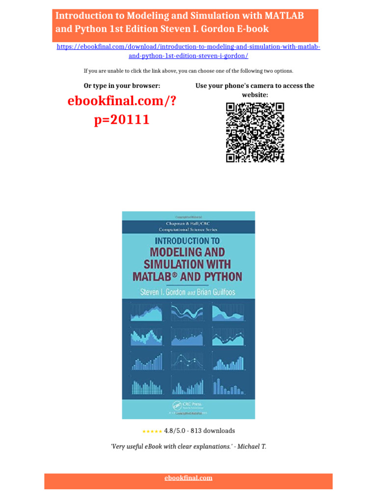 Introduction To Modeling and Simulation With MATLAB and Python 1st ...