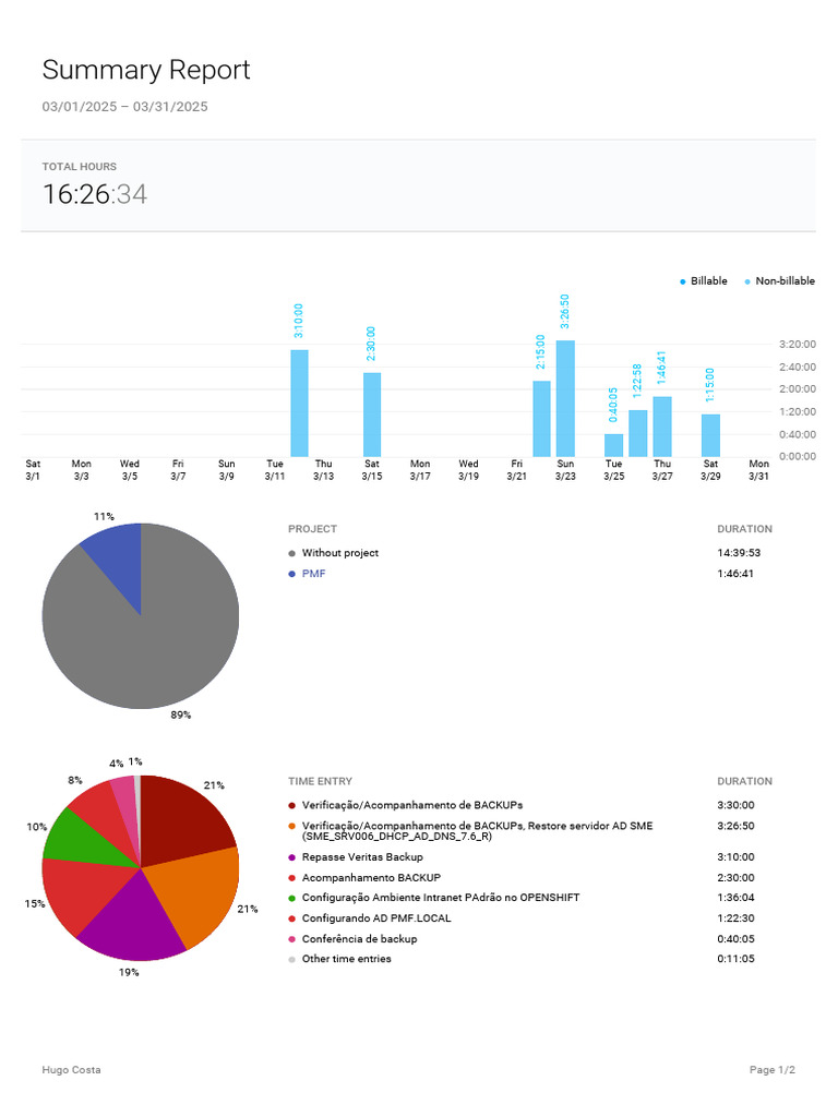 Toggl Track Summary Report 2025-03-01 2025-03-31 | PDF