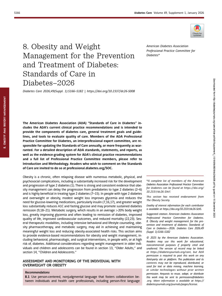 Obesity and WeightManagement for the Preventionand Treatment of ...
