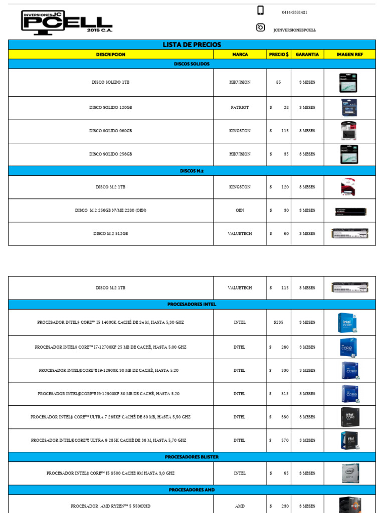 Lista de Precios JC | PDF | Hardware de la computadora | Ingeniería ...