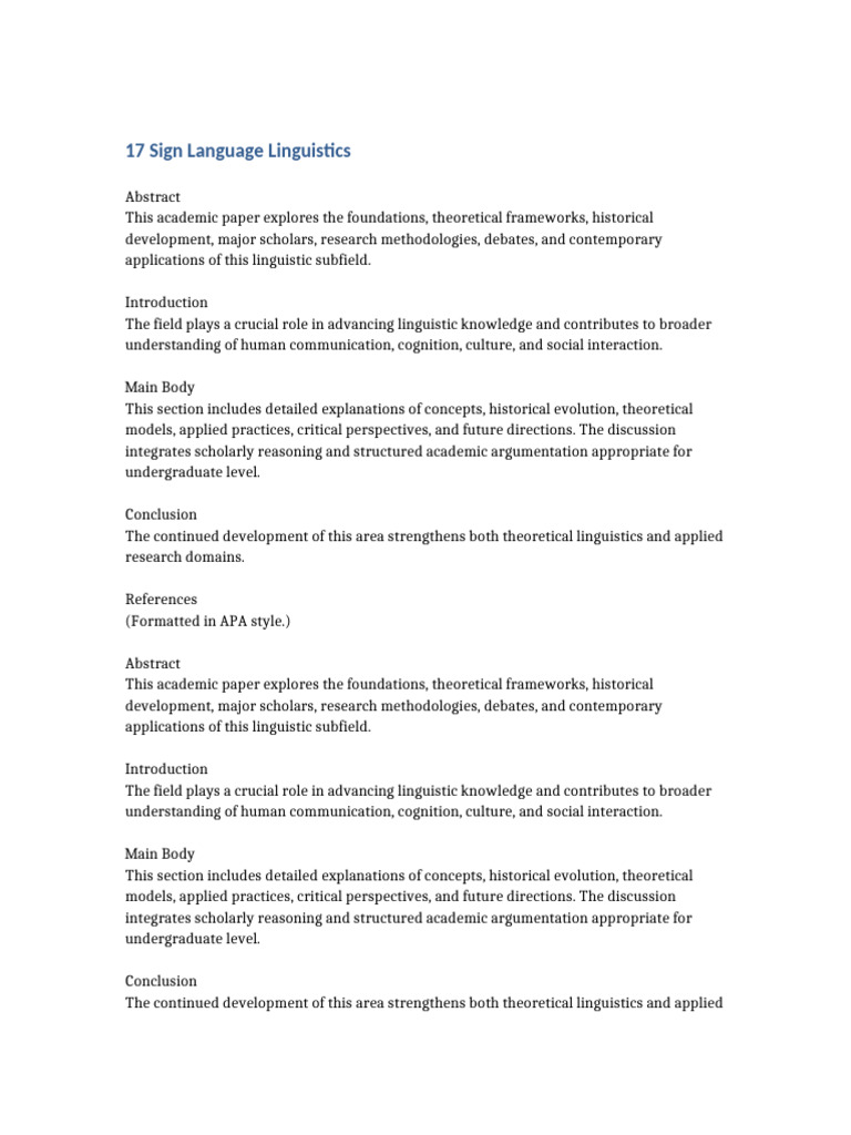 17 Sign Language Linguistics | PDF | Linguistics | Cognition