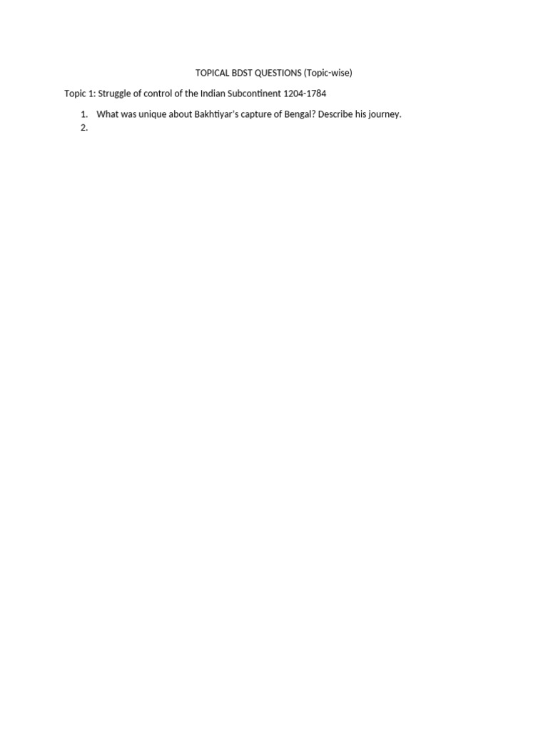 Topical BDST Questions | PDF
