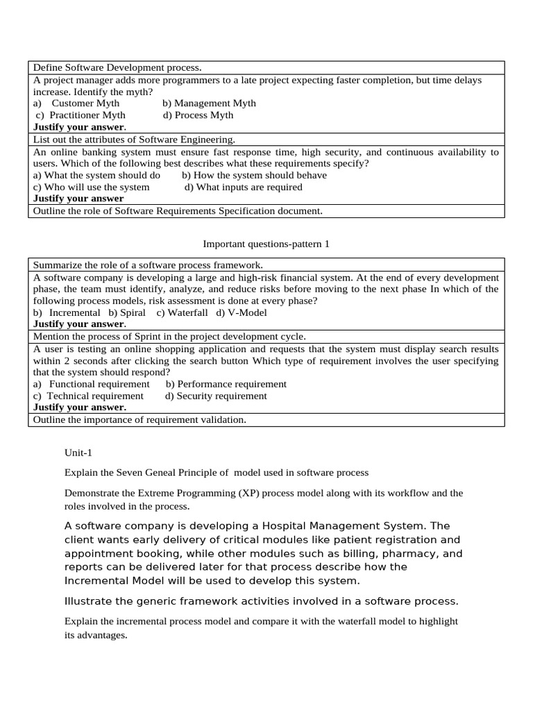 Important Questions | PDF | Software Development Process | Computing