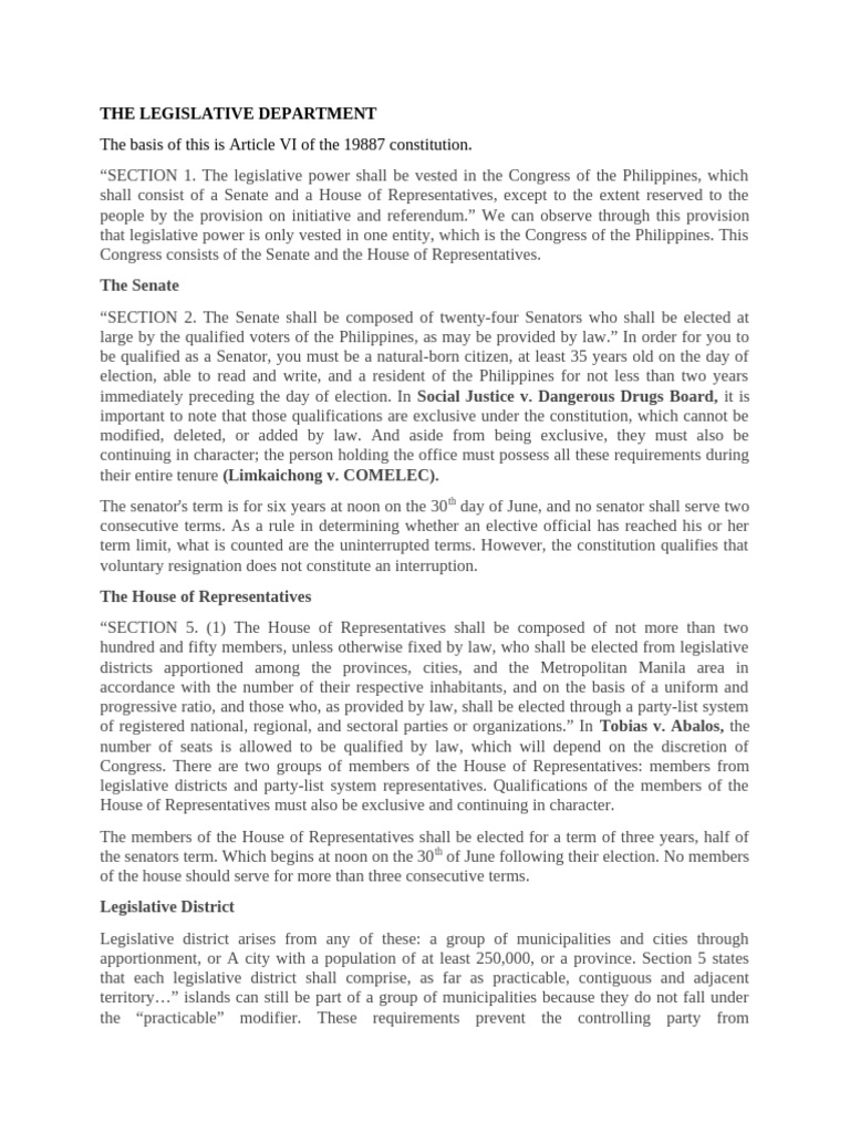 The Legislative Department | PDF | United States House Of ...