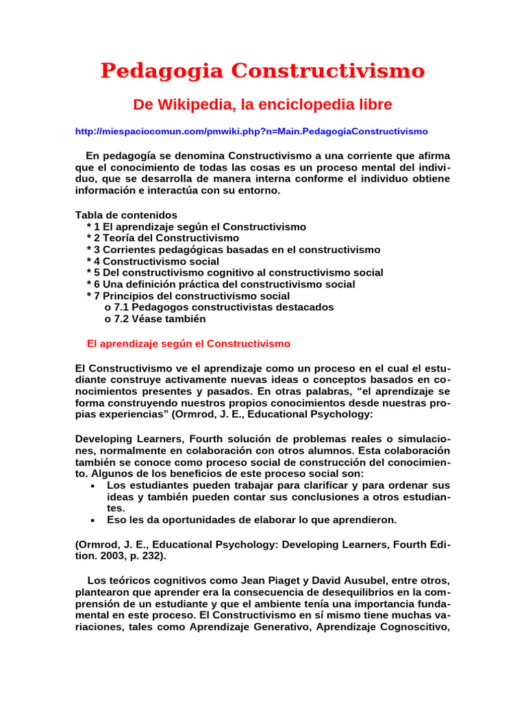 0203 Pedagogia y Constructivismo | PDF | Constructivismo (filosofía de ...