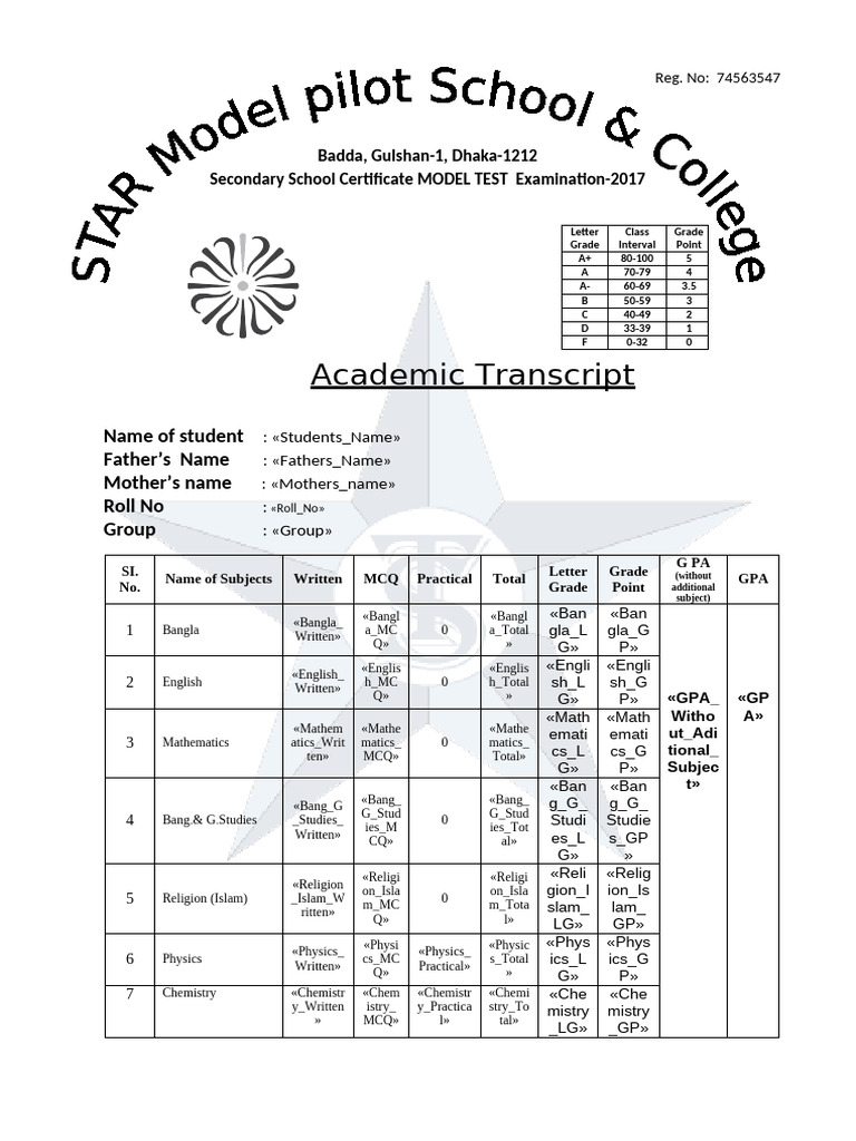 Marksheet Sample Class-10 Science | PDF