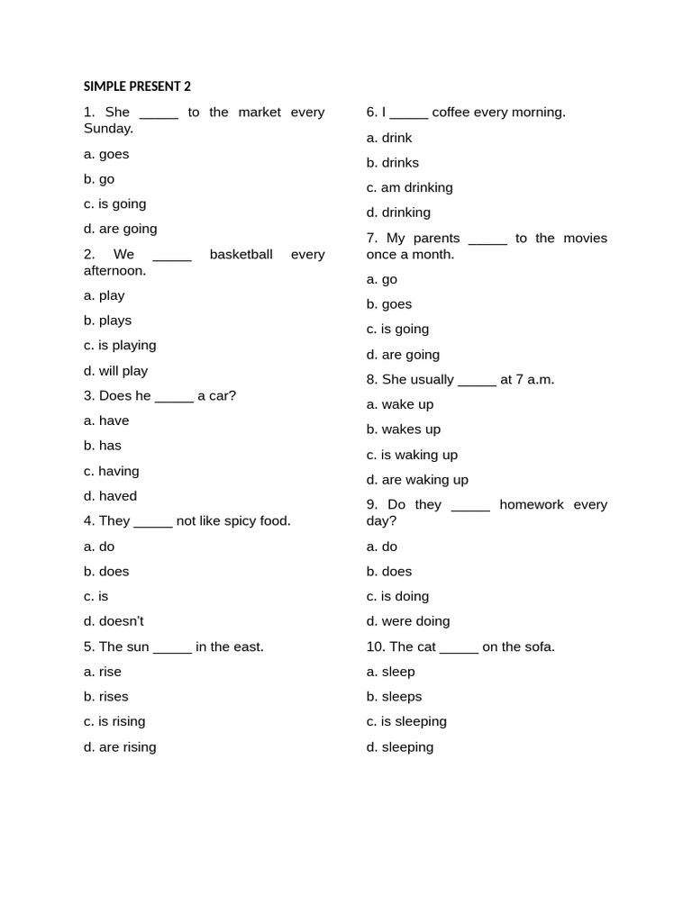 Simple Present 2 | PDF | Cooking | Foods
