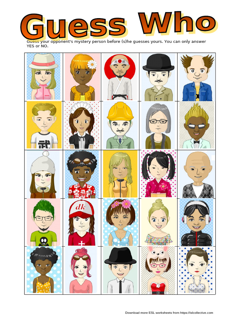 Guess Who With 25 Characters Boardgames Fun Activities Games Picture ...