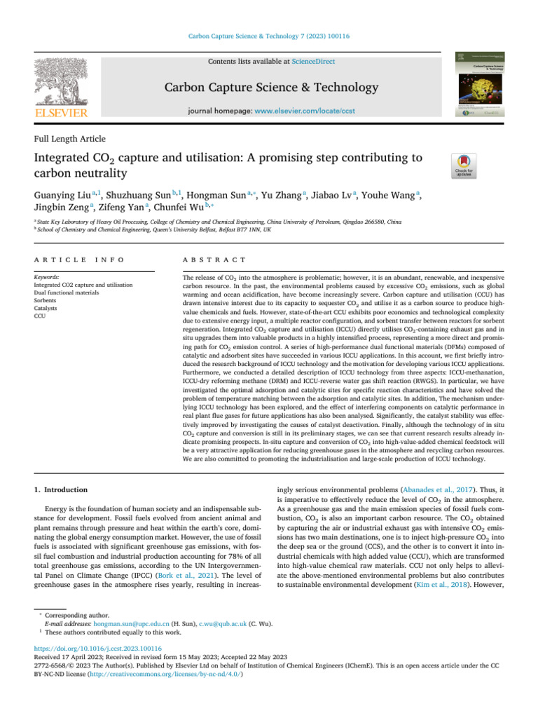 Integrated CO2 Capture and Utilisation A Promising Step Contributing To ...