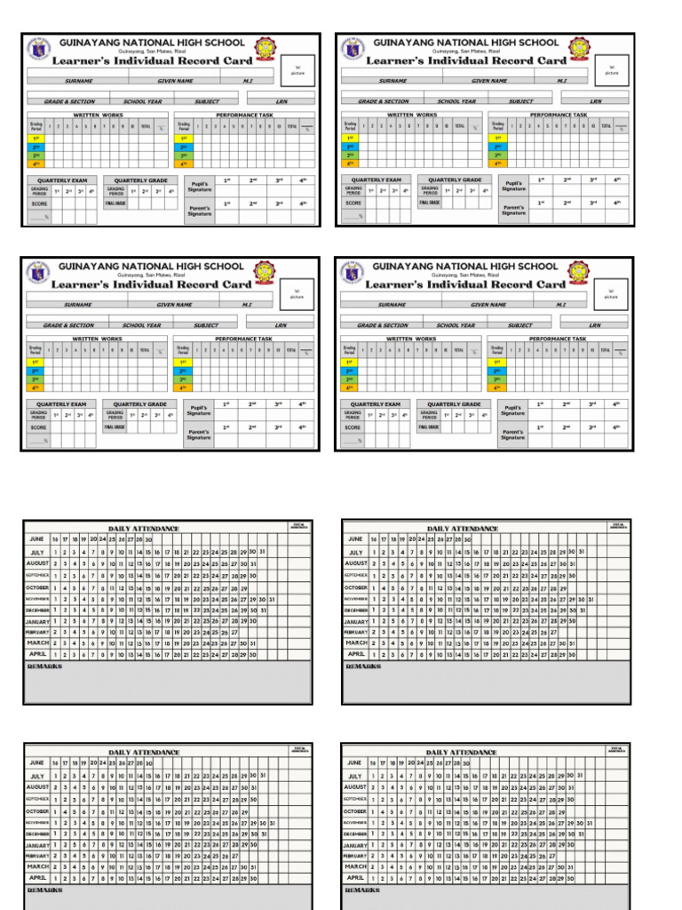Learners Individual Record Sheet | PDF