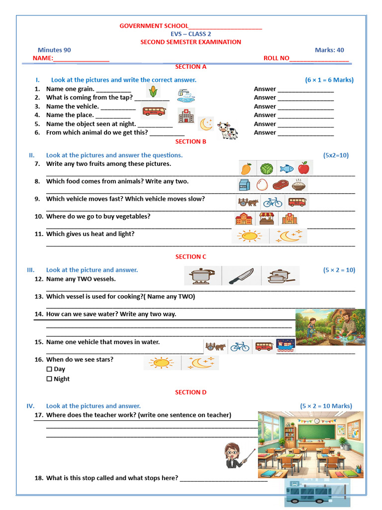 2nd EVS II SEM QP 2025-26 | PDF | Teachers | Learning