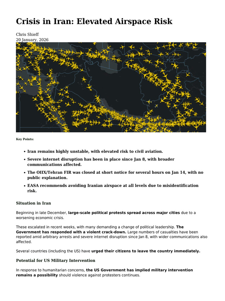 Crisis in Iran Elevated Airspace Risk | PDF | Iran | Iraq