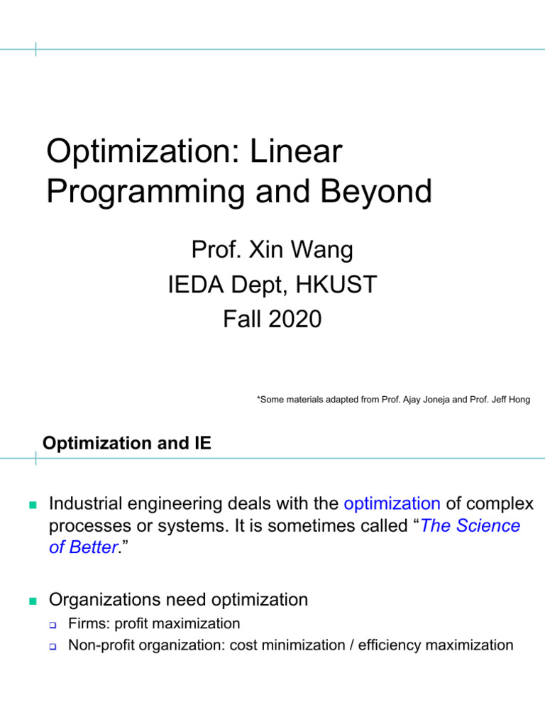 Lecture 2 Optimization | PDF | Mathematical Optimization | Linear ...