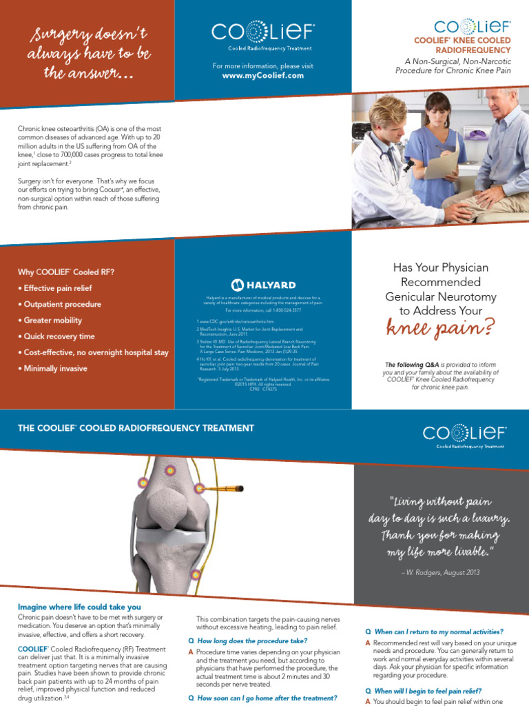 Coolief Patient Brochure Knee | PDF | Pain Management | Pain