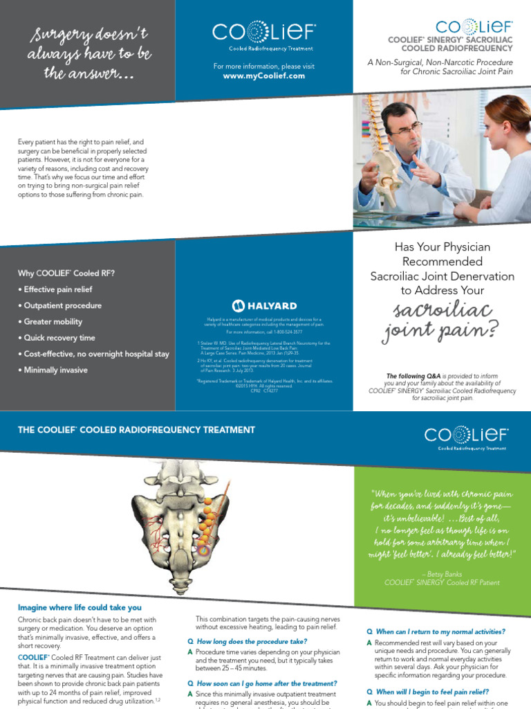 Coolief Sinergy Patient Brochure | PDF | Pain Management | Diseases And ...