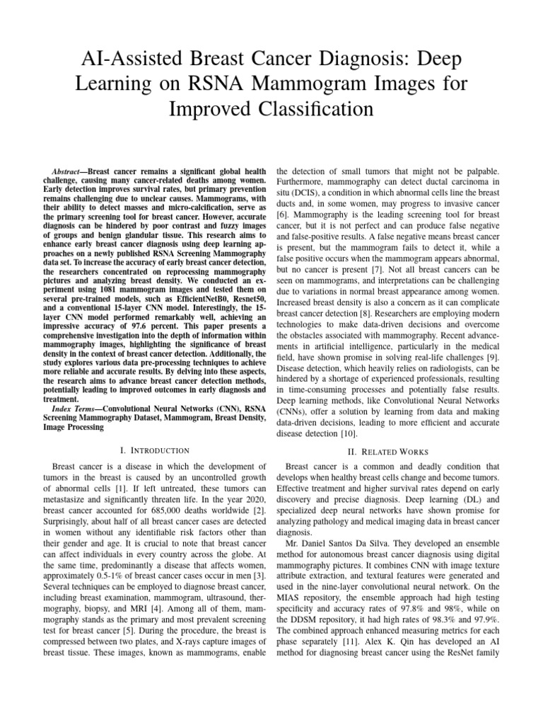 AI Assisted Breast Cancer Diagnosis Deep-Learning On RSNA Mammogram ...