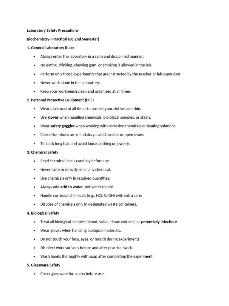 Laboratory Safety Precautions | PDF